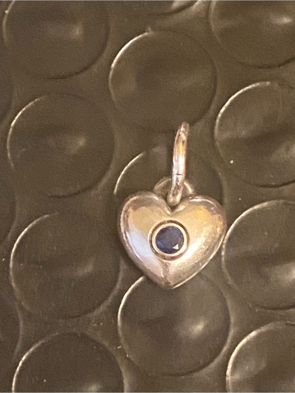 James Avery Keepsake Heart Blue Sapphire Birthstone Silver 3D  Charm Dangle